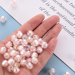 透明なアクリルビーズ  二層ビーズ  ABカラー  多面カット  ラウンド  ピンク  9.5x9.5mm  穴：2mm  約1041個/500g&nbsp;TACR-S152-04B-SS2112