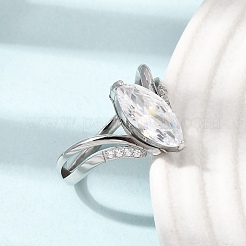 316L Stainless Steel Cubic Zirconia Finger Rings&nbsp;SA-CBAB122-07P-01