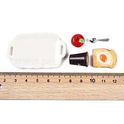 樹脂製ミニチュア朝食セット装飾品  マイクロランドスケープホームドールハウスアクセサリー  小道具の装飾のふりをする  ミックスカラー  12~33.5x4.5~54x2.5~12.5mm  5個/セット&nbsp;DIY-H174-01I