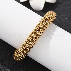 304ステンレススチールブレスレット  ラウンド  ゴールドカラー  3/8インチ（1cm）  内径：2インチ（5cm）&nbsp;STAS-D330-01G