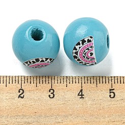 天然木ヨーロッパビーズ  大穴ビーズ  牛の模様で丸い  空色  16mm  穴：4mm&nbsp;WOOD-F014-01C