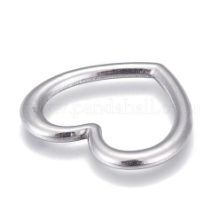 変色しない304ステンレススチール製リンクリング  ハート  ステンレス鋼色  23x26x2.5mm  内径：14x19.5mm&nbsp;STAS-P245-34P-01
