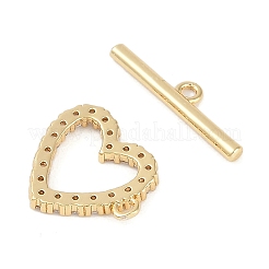 Brass Micro Pave Clear Cubic Zirconia Toggle Clasps&nbsp;X-KK-K391-07G