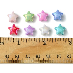 200個の不透明なアクリルビーズ  染め  ABカラー  多面カット  スター  ミックスカラー  10x11x7mm  穴：2mm  200pc&nbsp;TACR-FS0001-50