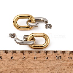 304 Stainless Steel Two Tone Oval Dangle Stud Earrings&nbsp;X-EJEW-L304-04GP