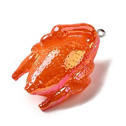 不透明樹脂ペンダント  プラチナ鉄ループ付き  ABカラー  ローストダック  42x28x18mm  穴：2mm&nbsp;FIND-I044-16E