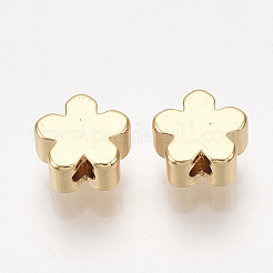 真鍮ビーズ  花  18KGP本金メッキ  6x6x3mm  穴：1mm&nbsp;X-KK-S348-427