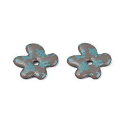 印刷されたアクリルカボション  葉と花  ロージーブラウン  29.5x30.5x4.5mm&nbsp;KY-N015-206-B02