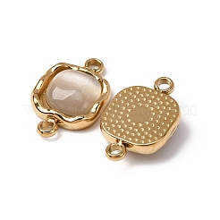 304 Stainless Steel Pave Cat Eye Square Connector Charms&nbsp;STAS-L022-524G