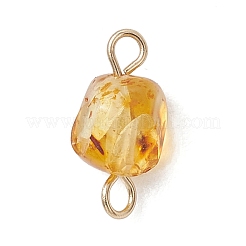 Natural Amber Connector Charms&nbsp;PALLOY-JF05158