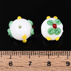 手作りランプワークビーズ  花の丸  ホワイト  11~16mm  穴：1.2~2mm&nbsp;LAMP-ZX003-14-01