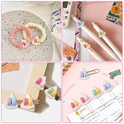 30 個不透明樹脂模造食品カボション  三角ケーキとマカロン  ミックスカラー  22x20.5x17mm&nbsp;RESI-CJ0003-63