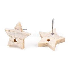Ash Wood Stud Earring Findings&nbsp;EJEW-N017-011Z