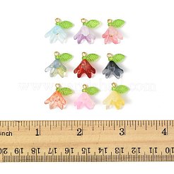 50個透明アクリルパーツ  ゴールデン真鍮パーツ  花  ミックスカラー  16mm  穴：2mm&nbsp;PALLOY-FS00043-02