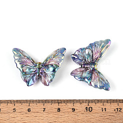 UVメッキ印刷された不透明アクリルビーズ  虹色の  蝶  空色  27.5x37x8.5mm  穴：2mm&nbsp;LS-PACR-N017-06A