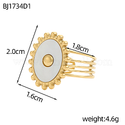 304ステンレススチール指輪  フラットラウンドシェルと  14KGP本金メッキ  18mm&nbsp;RJEW-OY001-08
