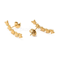 304ステンレススチールスタッドピアス  花  ゴールドカラー  22.5x7.5mm&nbsp;EJEW-H095-02G