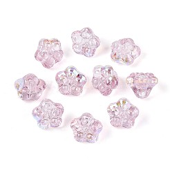 電気メッキガラスビーズセット  花  パールカラーの  半分メッキ  フラミンゴ  6~6.5x8x8mm  穴：0.7~0.9mm  約121~123個/連  25.98~26.57''（66~67.5センチメートル）&nbsp;EGLA-T021-22D