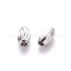 変色しにくい201ステンレススチール製波形ビーズ  オーバル  ステンレス鋼色  5x3mm  穴：1.2mm&nbsp;STAS-S103-16A-P