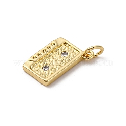 Brass Micro Pave Cubic Zirconia Pendants&nbsp;KK-P308-34G