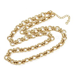 304 Stainless Steel Ring Link Chain Necklaces&nbsp;NJEW-H072-02B-G