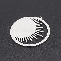 変色しない201ステンレススチールペンダント  レーザー切断  太陽のリング  ステンレス鋼色  32x30.5x1mm  穴：1.4mm&nbsp;STAS-S105-LA218