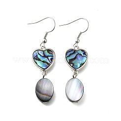 Brass Abalone Shell Black shell Dangle Earrings&nbsp;EJEW-D313-01P