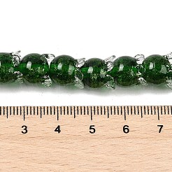 ゴールドサンドランプワークビーズ連売り  チューリップ  濃い緑  12x10mm  穴：1.2mm  約33個/連  31~32cm&nbsp;LAMP-P069-02A-09