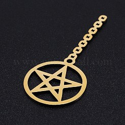 ステンレスペンダント201個  レーザー切断  スターとリング  ゴールドカラー  48x20.5x1mm  穴：0.8mm&nbsp;STAS-S105-LA229