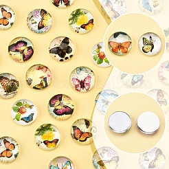 60Pcs Half Round with Butterfly Glass Cabochons&nbsp;GGLA-FS0001-16B
