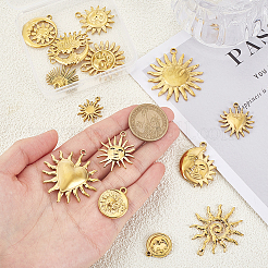 14Pcs 14 Styles 304 Stainless Steel Pendants&nbsp;STAS-PH0007-01G