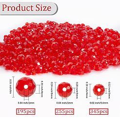 電気メッキガラスビーズセット  パール光沢メッキ  ファセット(32ファセット)  ロンデル  レッド  4~8x3~6mm  穴：0.4~1mm  795個/セット&nbsp;EGLA-PA0001-02B