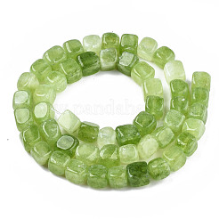 天然ドロマイトビーズ連売り  染め  キューブ  黄緑  7~8x7~8x7~8mm  穴：1.2mm  約50~52個/連  14.76インチ〜15.35インチ（37.5cm〜39cm）&nbsp;G-T131-56C