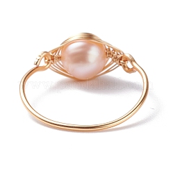 Natural Round Shell Pearl Beads Finger Ring&nbsp;RJEW-JR00412