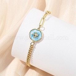 Ocean Theme Brass Enamel Link Bracelets&nbsp;BJEW-JB13800-01