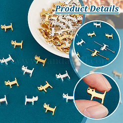 チベットスタイルの合金子猫ビーズ100個2色  猫  カドミウムフリー＆鉛フリー  アンティークシルバー＆アンティーク金色  10.5x12.5x2.5mm  穴：1mm  50個/カラー&nbsp;TIBEB-PH0005-16