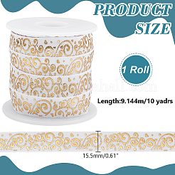 10Yards Gold Stamping Flower Polyester Elastic Cord&nbsp;OCOR-WR0001-49B