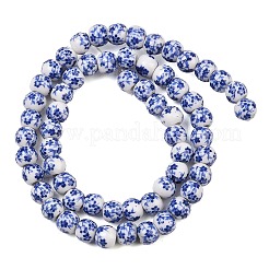 Handmade Flower Printed Porcelain Ceramic Beads Strands&nbsp;PORC-M005-6mm-10