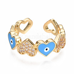 Brass Micro Pave Clear Cubic Zirconia Cuff Rings&nbsp;RJEW-N035-013-NF