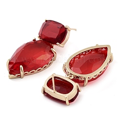 Glass Teardrop Dangle Stud Earrings&nbsp;EJEW-Q800-16A-KCG