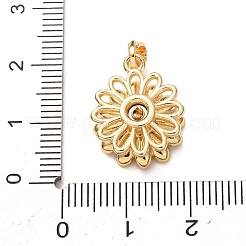 真鍮エナメル回転式ペンダント  花のチャーム  18KGP本金メッキ  17x15x7mm  穴：5x3mm&nbsp;KK-CBAB190-02G
