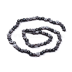 手作りミッレフィオーリガラスビーズ連売り  花  ブラック  4~7.2x2.6mm  穴：1mm  約60~69個/連  16インチ（40cm）&nbsp;X-LAMP-J035-6mm-01