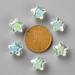 透明なアクリルビーズ  二層ビーズ  ABカラー  多面カット  スター  アクアマリン  10.5x11x7mm  穴：2mm  約1280個/500g&nbsp;TACR-S152-01B-SS2111