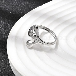 女性用304ステンレススチールオープンカフリング5個  ティードロップ  ステンレス鋼色  17~19.7mm&nbsp;RJEW-K313-03P