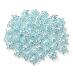 UVメッキレインボー虹色透明アクリルビーズ  ツートン  スター  アクアマリン  15.5~16x16.5x9.5mm  穴：2.6mm&nbsp;OACR-C007-06A