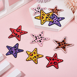 10個 10スタイル ポリエステル ヒョウ柄 刺繍布 アイロン接着/縫い付けパッチ  マスクと衣装のアクセサリー  スター  ミックスカラー  55~64x55~65x1.5mm  1個/スタイル&nbsp;PATC-TA0001-58