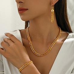 Brass Cuban Chain Bracelets & Earrings & Necklaces Sets for Women&nbsp;YY0535