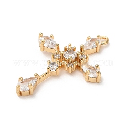 真鍮製マイクロパヴェキュービックジルコニアペンダント  クロス  27.5x19.5x3mm  穴：1.2mm&nbsp;KK-P301-03D-G