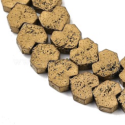 電気メッキされた天然溶岩岩ビーズ連売り  ハート  ライトゴールドメッキ  8~9x8x3mm  穴：1mm  約56個/連  15.75''~16.14''（40~41センチメートル）&nbsp;G-K388-04B-09