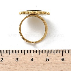 女性用フラットラウンド 304 ステンレススチール パウアシェル 指輪  イオンプレーティング（ip）  18KGP本金メッキ  20.5mm  内径：17mm&nbsp;RJEW-G346-08G-01